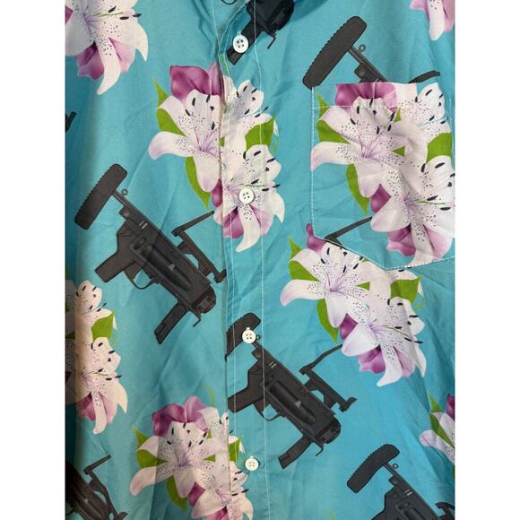 OAF Nation Mens Lightweight Floral Pew Pew Short Sleeve Hawaiian Shirt - Large - Picture 2 of 4